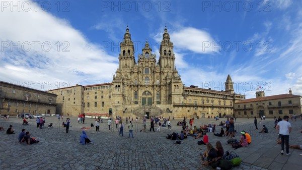 Santiago de Compostela, Spain, September 11th: View on Santiago de Compostela cathedral and Praza do Obradoiro a rainy day