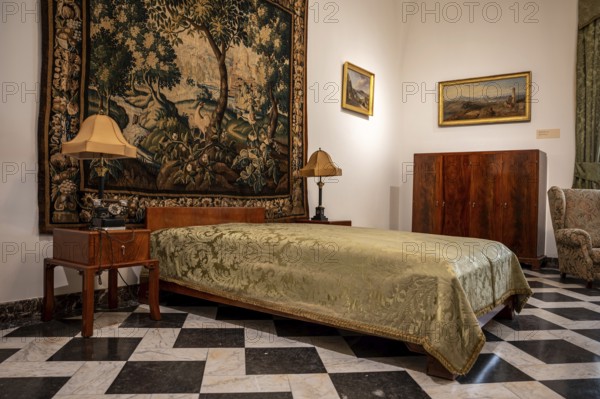 Krakow, Poland, March 23, 2024, Antique bedroom at the Wawel castle