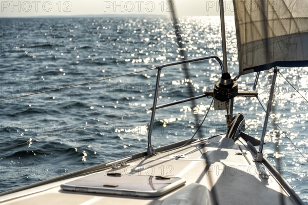 Bow of a sailing yacht on the sea