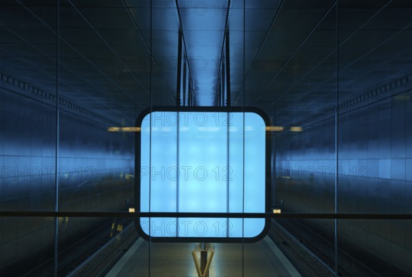 Modern architecture and lighting of an underground station