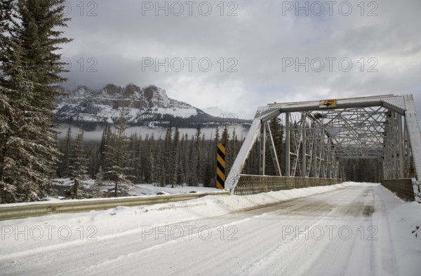 Castle Mountain Alberta in Winter Banff Park