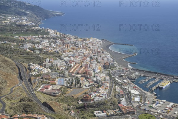 City view, city panorama seen from the Mirador Concepcion, Santa Cruz de La Palma, La Palma, Spain