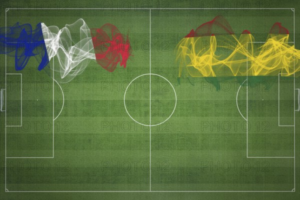 France vs Bolivia Soccer Match, national colors, national flags, soccer field, football game, Competition concept, Copy space