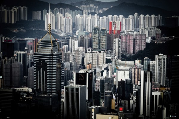 Skyscrapers of Hong Kong which is visible from the Victoria Peak. Shooting Location: Hong Kong Special Administrative Region