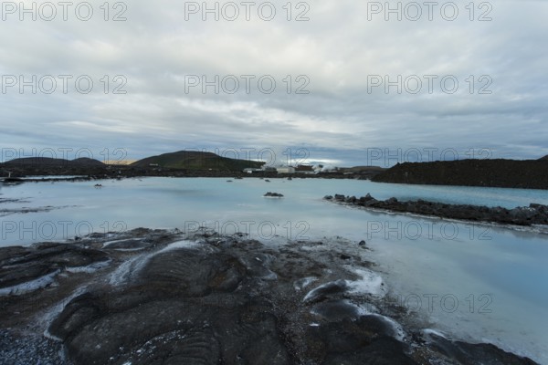 The photo shows a section of the blue lagoon from Iceland at midsummer