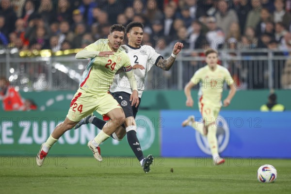 Football, U21, Friendly match, 2024/2025, Germany U21 vs. Spain U21, 25.03.2025, Merck-Stadion am Böllenfalltor, Darmstadt, Germany, Pharrel Nnamdi COLLINS (Germany U21, 02) in a duel with Gabriel VEIGA Spain U21