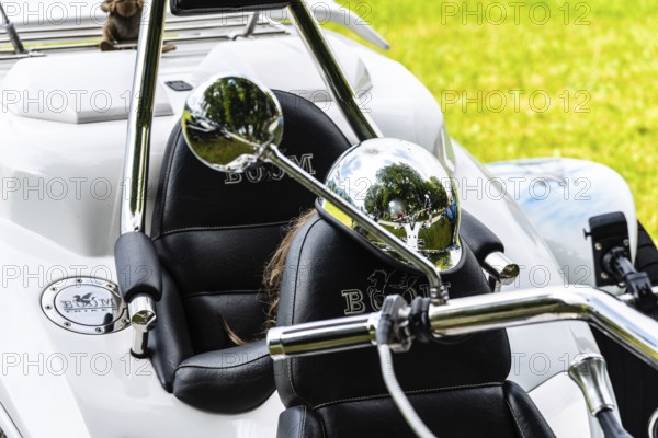 Mondsee, Austria, August 5, 2017: Vintage motorbike on green park in a Motorcycles Fair