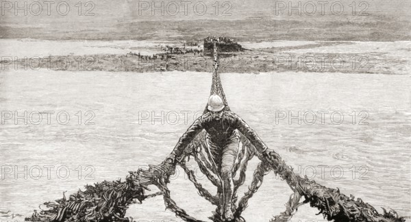 Man crossing the Gilgit River, Northern India