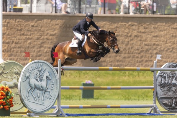 Will Simpson of the United States and riding Imar, compete in the 1.60m Grand Prix during The Continental international competition at Spruce Meadows, in Calgary, Canada, North America
