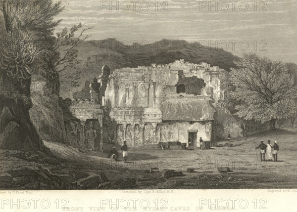 Front view of Kylas, caves of Ellora, Aurangabad, Maharashtra, India