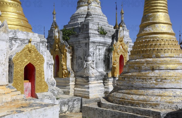 Shwe Inn Thein Paya temple complex near Inle Lake in central Myanmar (Burma)