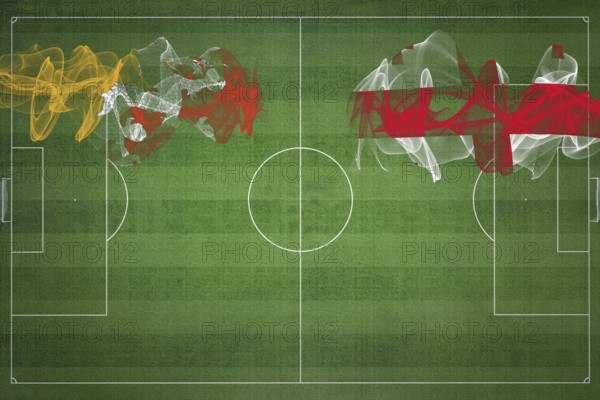 Bhutan vs Georgia Soccer Match, national colors, national flags, soccer field, football game, Competition concept, Copy space