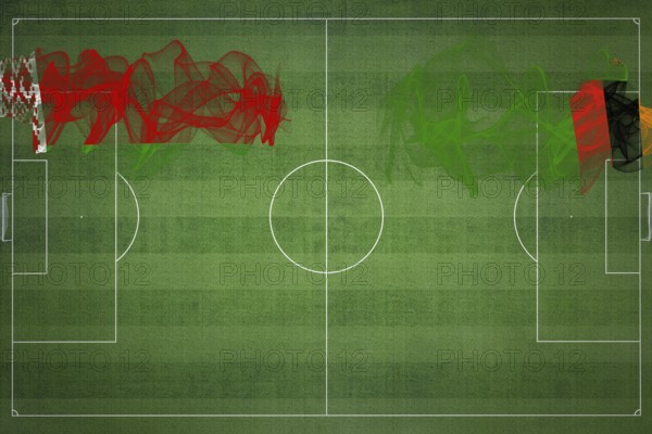 Belarus vs Zambia Soccer Match, national colors, national flags, soccer field, football game, Competition concept, Copy space