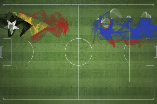 East Timor vs Slovenia Soccer Match, national colors, national flags, soccer field, football game, Competition concept, Copy space