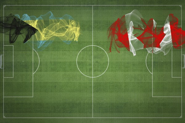 Bahamas vs Canada Soccer Match, national colors, national flags, soccer field, football game, Competition concept, Copy space
