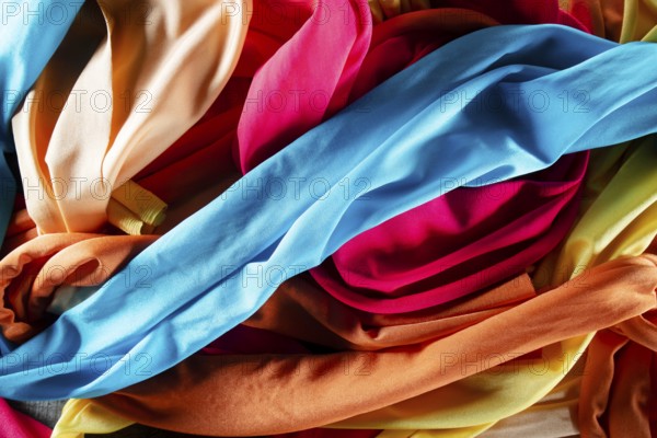 Photographic representation of a group of multicolored cloth drapes