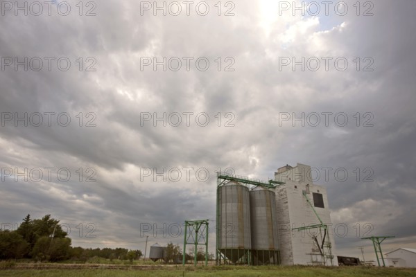 Wooden Grain Elevator in Manitoba Canada Prairie