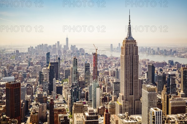 Aerial view of the Empire State Building and cityscape of New York, US