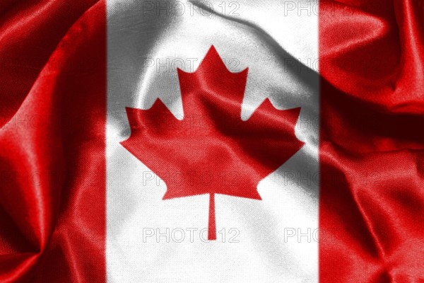 Canadian National Flag With Maple Leaf On It in Red And White Colors