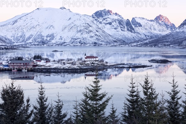 Winter landscape in the Lofoten Islands, Norway