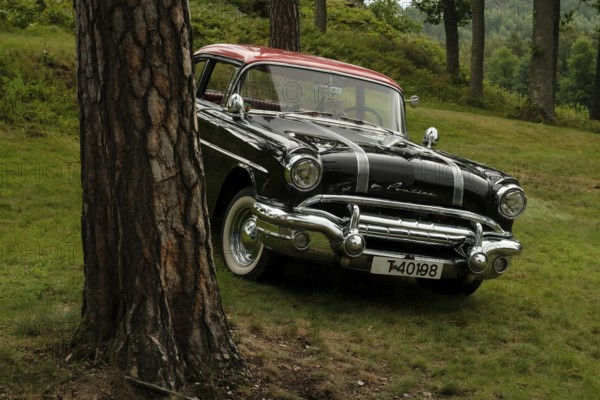 American classic car, Pontiac, black with red roof, Halden, Norway