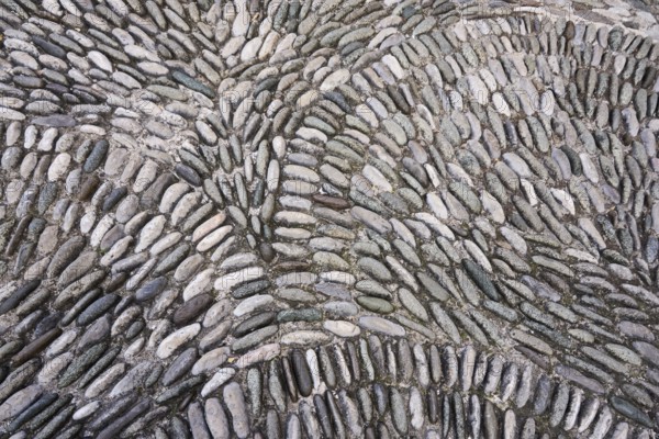 Pattern of pebble paving on the Stari Most bridge, Old Town of Mostar, Bosnia-Herzegovina