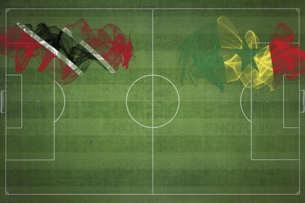 Trinidad and Tobago vs Senegal Soccer Match, national colors, national flags, soccer field, football game, Competition concept, Copy space