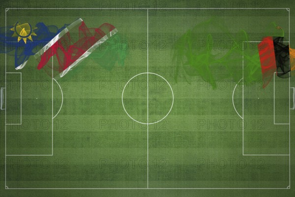 Namibia vs Zambia Soccer Match, national colors, national flags, soccer field, football game, Competition concept, Copy space