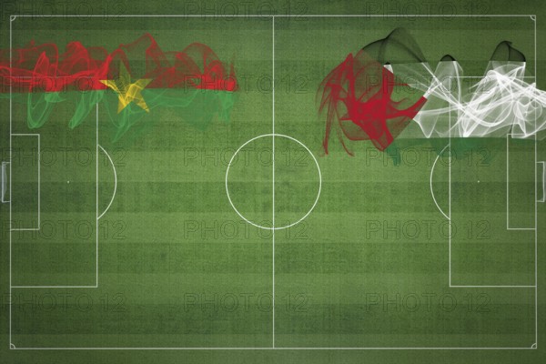 Burkina Faso vs Palestine Soccer Match, national colors, national flags, soccer field, football game, Competition concept, Copy space