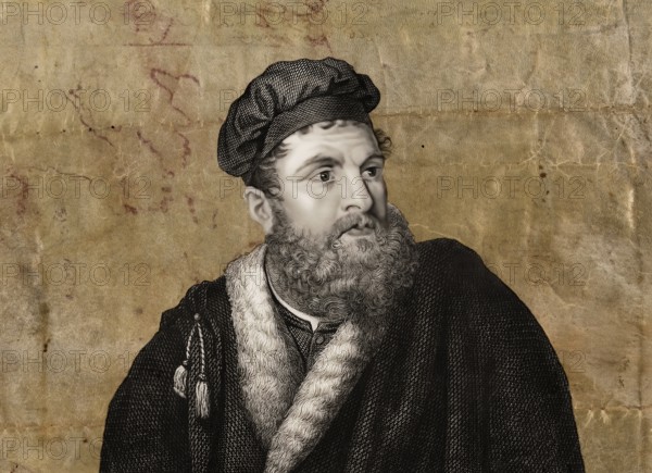 Marco Polo, c.?1254 –1324, an Italian merchant, explorer and writer, map of the Far East and Pacific by himself, digital edited