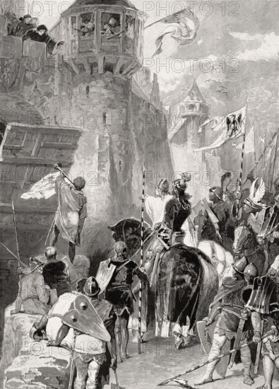 Rupert of the Palatinate at the gate of the Imperial City of Aix-la-Chapelle, Germany