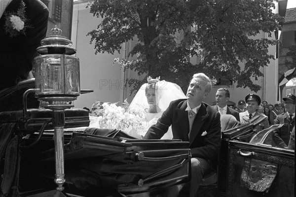 Princess Birgitta of Hohenzollern and Sweden marries Prince Johann Georg of Hohenzollern-Sigmaringen in Sigmaringen Church on May 30, 1961