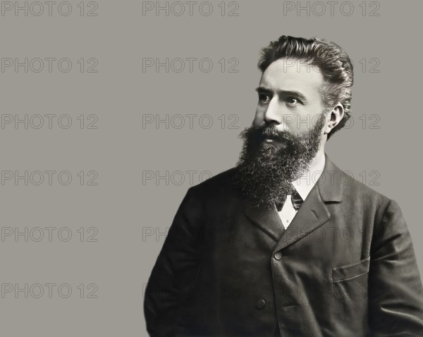 Portrait of Wilhelm Conrad Röntgen, 1845 – 1923, German mechanical engineer and physicist, digitally edited