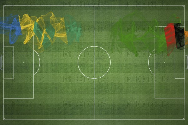 Saint Vincent and the Grenadines vs Zambia Soccer Match, national colors, national flags, soccer field, football game, Competition concept, Copy space