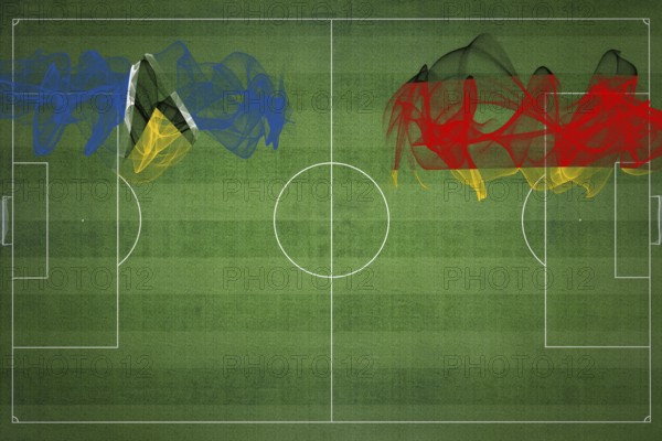 Saint Lucia vs Germany Soccer Match, national colors, national flags, soccer field, football game, Competition concept, Copy space