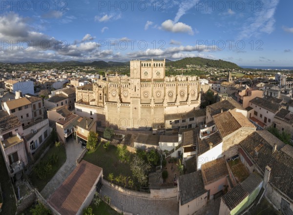 Aerial view, Spain, Balearic Islands, Mallortca, Arta, Son Servera, Ruin of Church Iglesia Nova