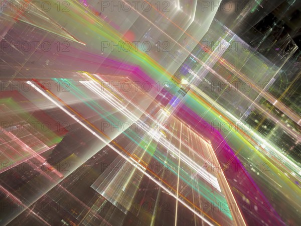 Color tecnology background - abstract computer-generated image. Digital art: futuristic design with inclined glass walls. For banners, covers, posters