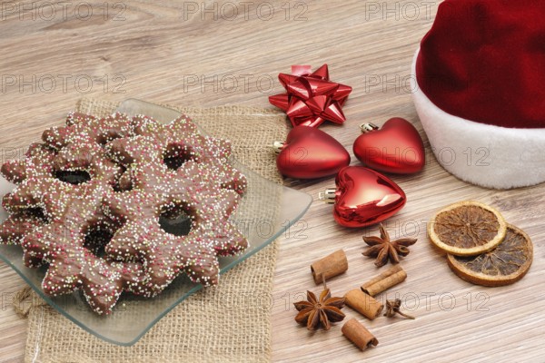 Gingerbread for Christmas with decorations. Christmas decorations with gingerbread