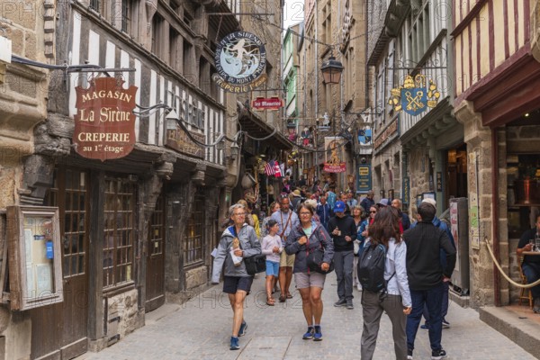 Street view of Mont Saint Michel, an UNESCO island in Normandy, France