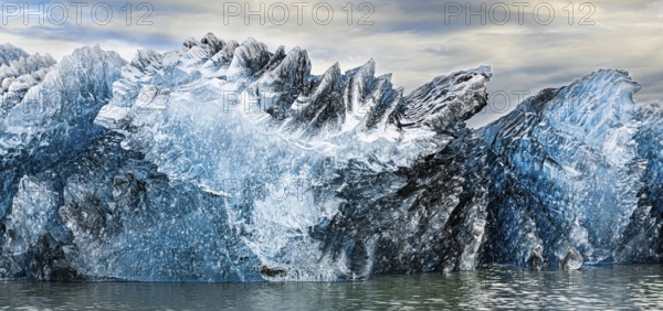 Jokulsarlon Glacier Lagoon in eastern Iceland during sunset