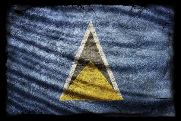 Saint Lucia Flag, Grunge Texture Background