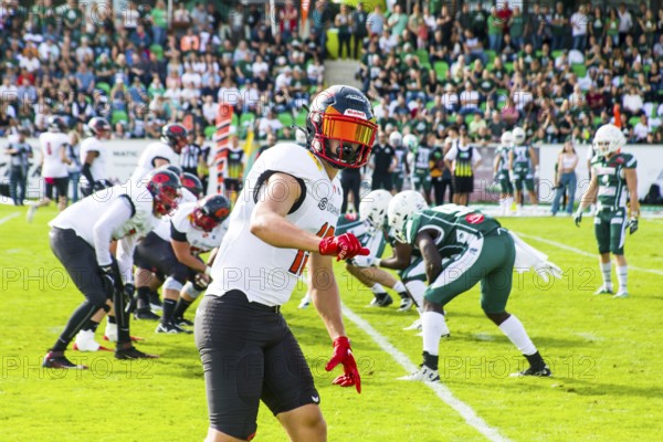 erima GFL; Schwaebisch Hall Unicorns -  Saarland Hurricanes  in the Optima-Sportpark Shwaebisch Hall on July 29.2023 Germany