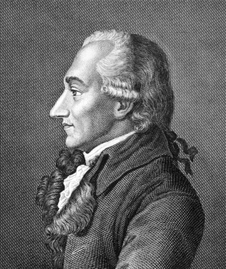 Leopold Friedrich Gunther von Goeckingk (1748-1828) on engraving from 1859. German lyric poet, journalist and Prussian official. Engraved by unknown artist and published in Meyers Konversations-Lexikon, Germany, 1859
