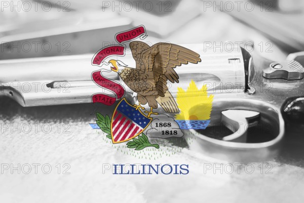 Illinois flag (U.S. state) Gun Control USA. United States Gun Laws