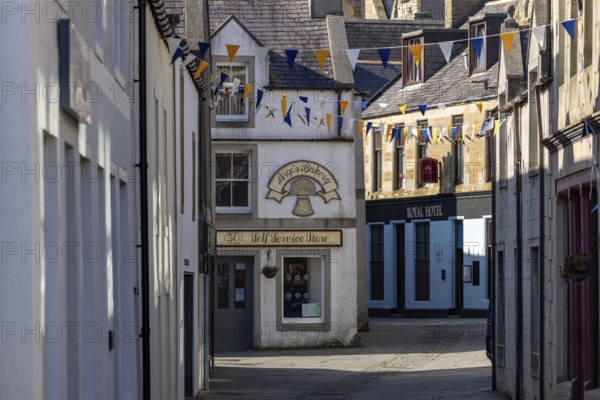 Centre of Stromness, Historic buildings at the harbour, Stromness, Mainland, Orkney, Scotland, Great Britain