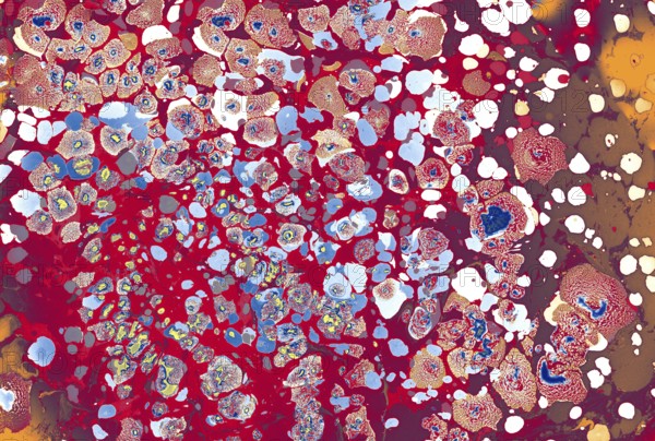 Abstract marbling floral pattern for fabric, tile design. background texture
