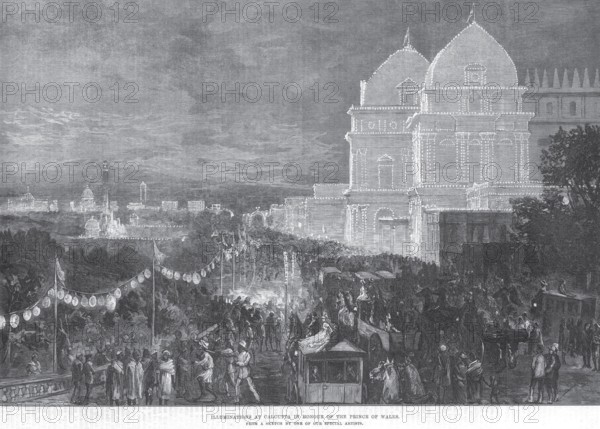 Illuminations at Calcutta in Honour of the Prince of Wales, West Bengal, India