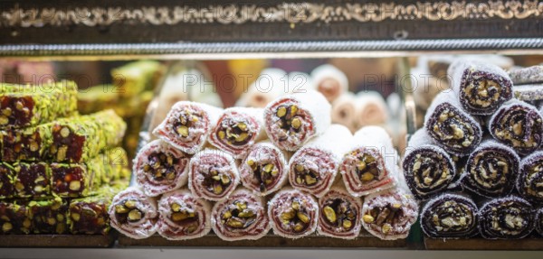 Load of traditional turkish delight lokum sugar coated soft candy