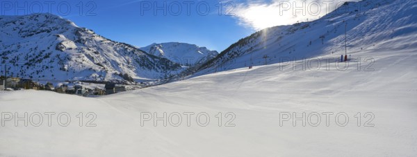 Candanchu skyline in Huesca on Pyrenees at Spain