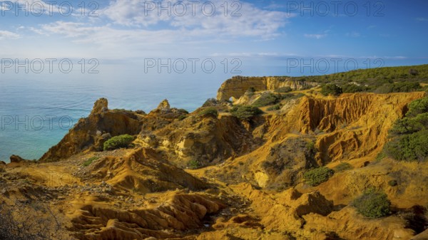 Panorama landscape on the seven hanging valleys famous hike on the Algarve coast in Portugal. Beauty in nature